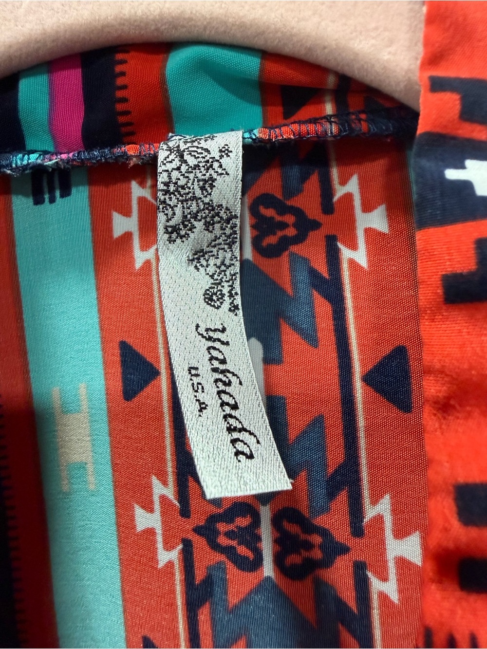 Yahada Red Aztec Stripe womens Dress with Pink & Teal Accents - Picture 2 of 2